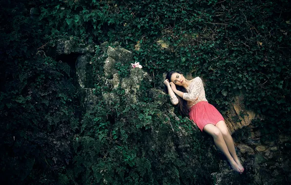 Picture flower, girl, stones, legs