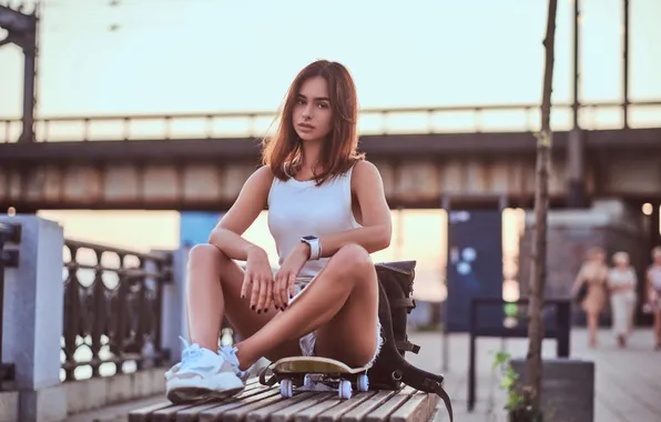 Picture girl, shorts, young, beautiful, model, jeans, cute, posing