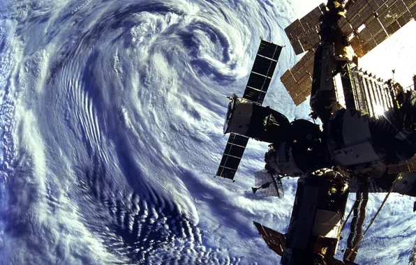The sky, ISS, satellite