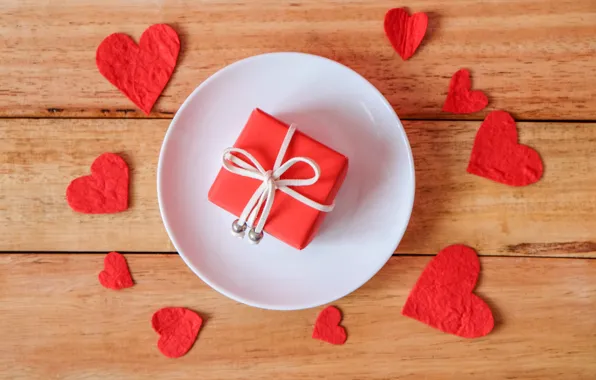 Gift, hearts, Holiday, Valentine's day