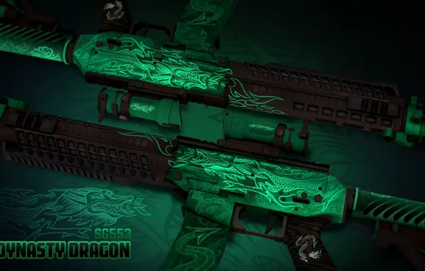 Sign, dragon, characters, symbol, green, paint, workshop, emerald