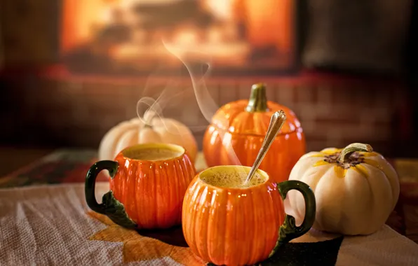 Tea, coffee, hot, couples, soup, Cup, pumpkin, pumpkin