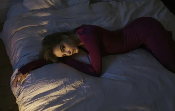 Model, look, bed, Barbara Palvin, sexy dress