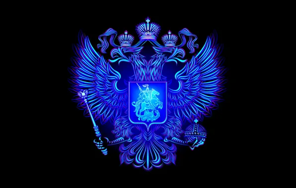 Picture the dark background, art, Russia, coat of arms