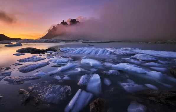 Sea, shore, ice