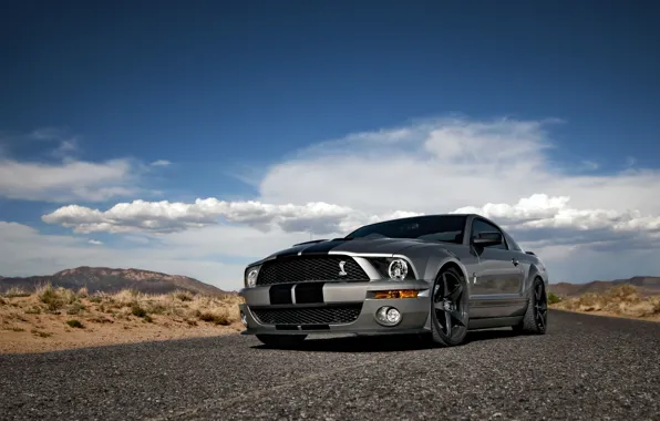 Picture the sky, clouds, Mustang, Ford, Shelby, GT500, Mustang, silver