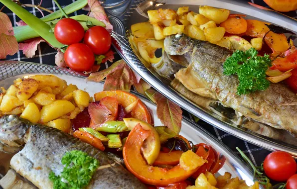 Fish, Pumpkin, Beets, Fried, Trout, Fry Vegetables