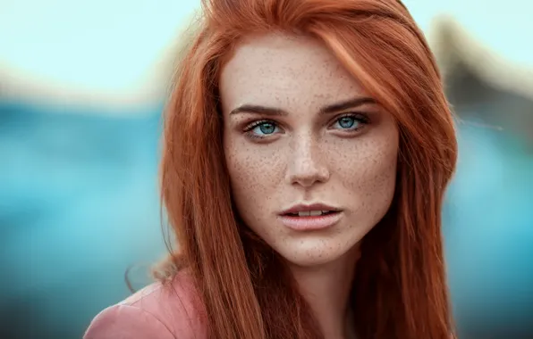 Portrait, freckles, Kissed by Fire