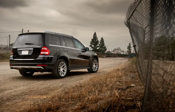 Black, Mercedes-Benz, fence, Mercedes, jeep, black, GL550