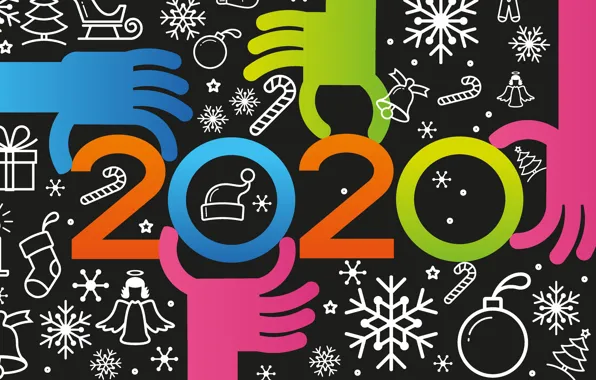 Picture snowflakes, hands, figures, New year, Christmas, New Year, decor, 2020