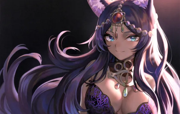 Girl, sexy, lingerie, bra, cleavage, long hair, boobs, anime