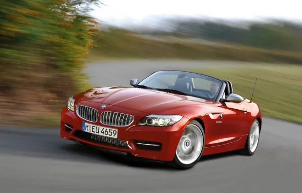 Picture road, red, speed, bmw z4