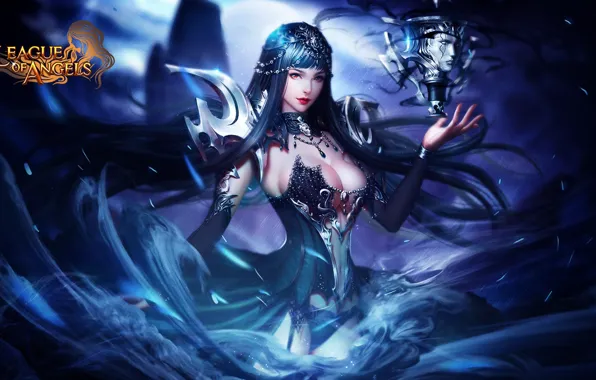 Picture girl, magic, mask, League of Angels