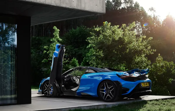McLaren, Convertible, McLaren, rear view, Blue, Spider, hypercar, Hypercar