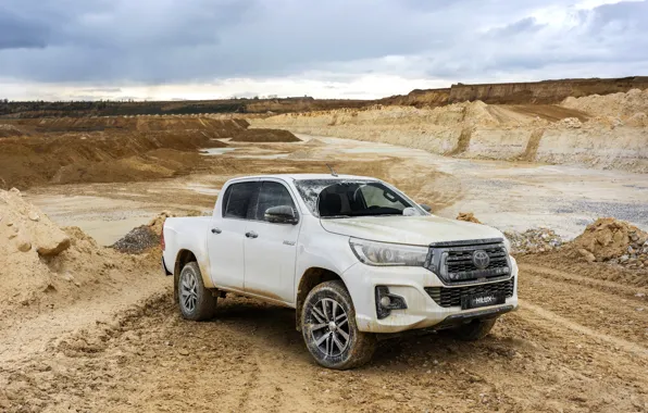 Picture white, the sky, Toyota, pickup, Hilux, Special Edition, quarry, 2019