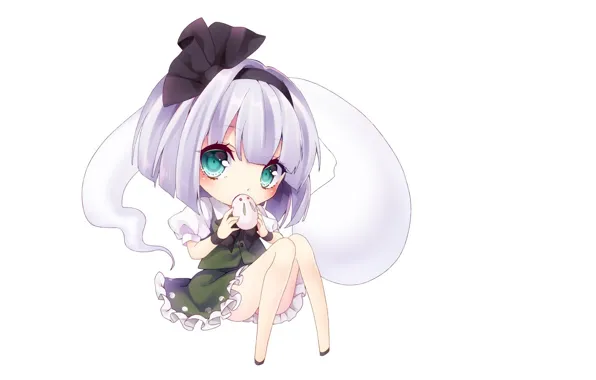 Rabbit, white background, bow, Chibi, touhou, art, bangs, big eyes