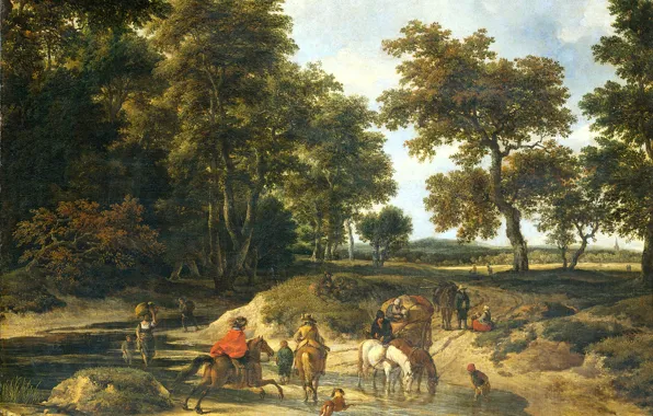 Landscape, oil, picture, canvas, Jacob van Ruisdael, The way!