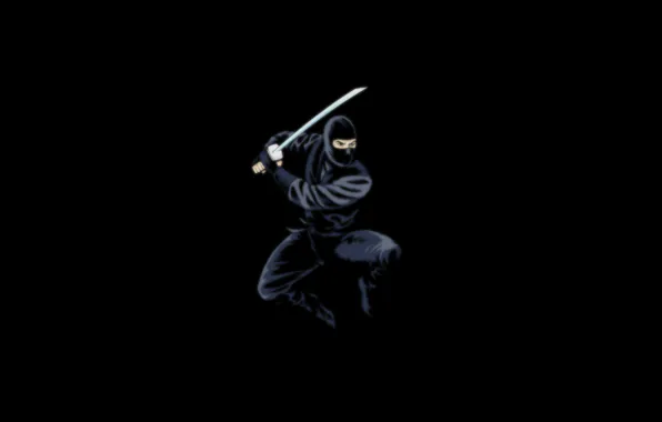 Picture the dark background, sword, ninja, black, ninja