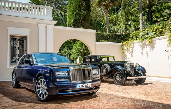 Auto, blue, retro, black, Phantom, Rolls Royce, 2012