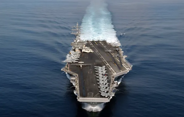 Fighter, aircraft, helicopter, aircraft carrier, US Navy, USS Ronald Reagan, RIM-116 missile launchers, 200 officers …