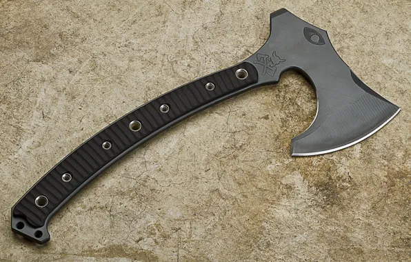 Axe, metal, curved handle