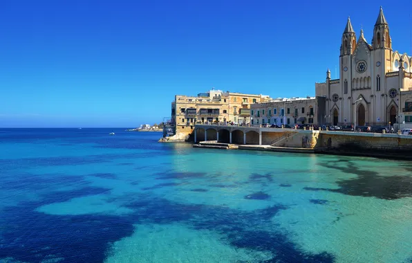 Picture sea, the city, photo, coast, home, Malta, St. Julian s