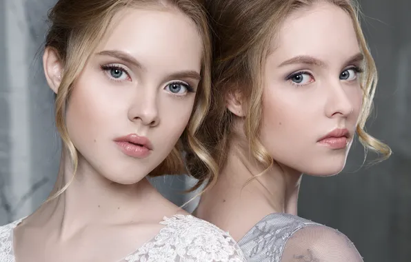 Girls, portrait, Gemini, twins, Svetlana Boynovich, Vika and Lisa