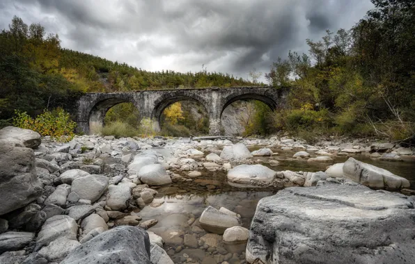 Picture bridge, river, Emilia-Romagna, Gabriellini, Bardi