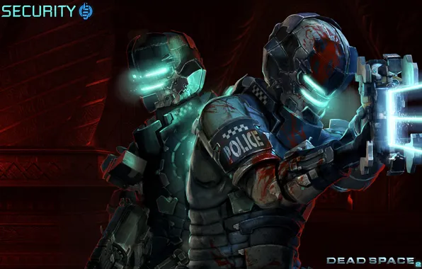 Weapons, police, heroes, uniform, characters, hats, Dead Space 2