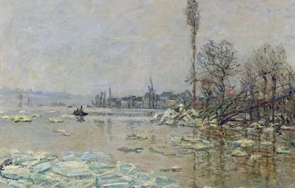 Picture landscape, picture, spring, Claude Monet, The Opening Of The Ice
