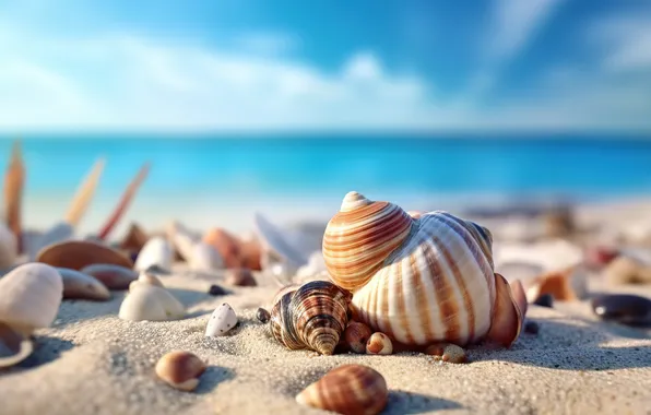 Sand, sea, beach, summer, the sky, shore, shell, summer
