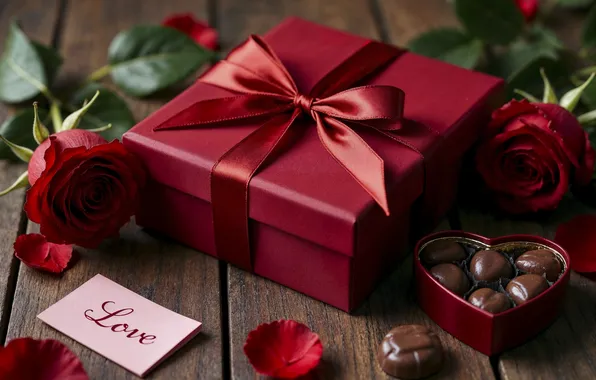 Love, flowers, gift, romance, chocolate, roses, love, happy