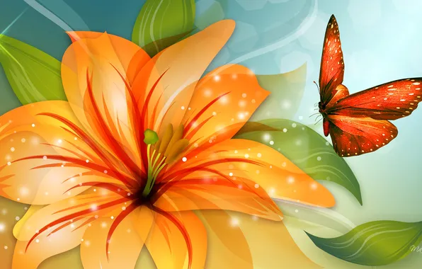 Flowers, collage, butterfly, wings, petals