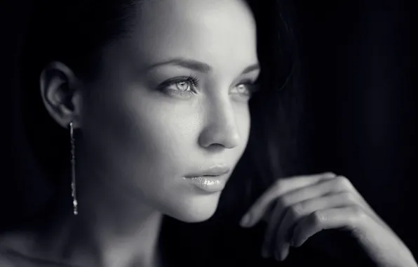 Picture eyes, look, girl, face, portrait, black and white photo, Angelina Petrova