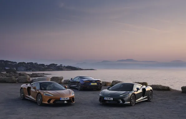 Sunset, coast, McLaren, the evening, supercars, 2019, McLaren GT