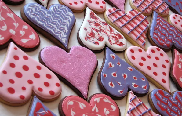 Picture colored, cookies, hearts