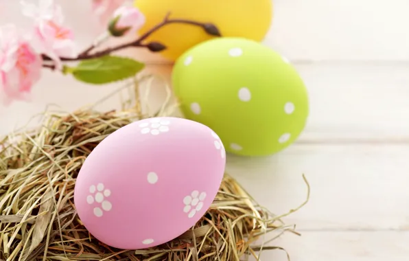 Picture holiday, eggs, spring, yellow, green, Easter, socket, pink