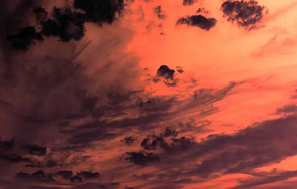 Picture clouds, sunset, orange, clouds