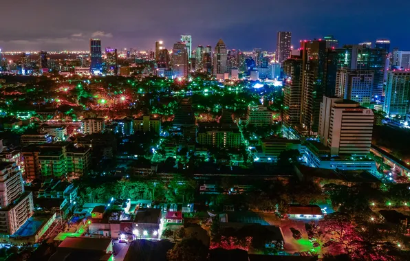 Night, the city, photo, home, Thailand, megapolis, Bangkok