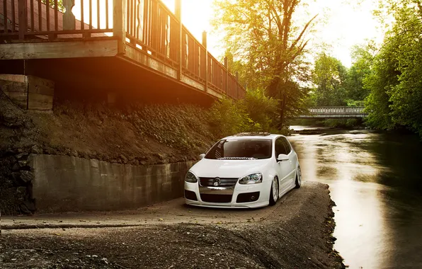 Picture volkswagen, white, Golf, golf, Volkswagen, stance, MK5