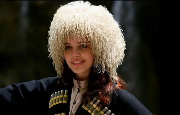 Picture girl, smile, beauty, Hat, Circassian, Gasyri, Cossack