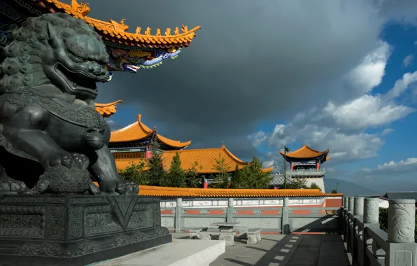 Picture the sky, clouds, dragon, home, China, sculpture