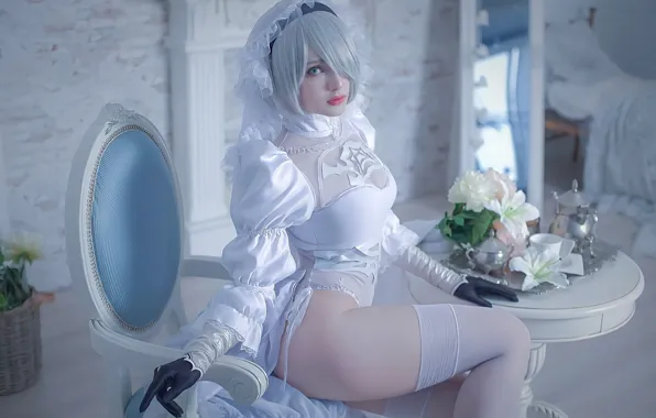 Girl, sexy, cosplay, costume, Nier Automata, Yorha