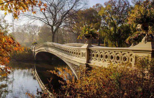 Autumn, bridge, river, trees. leaves, landscape. nature. beauty