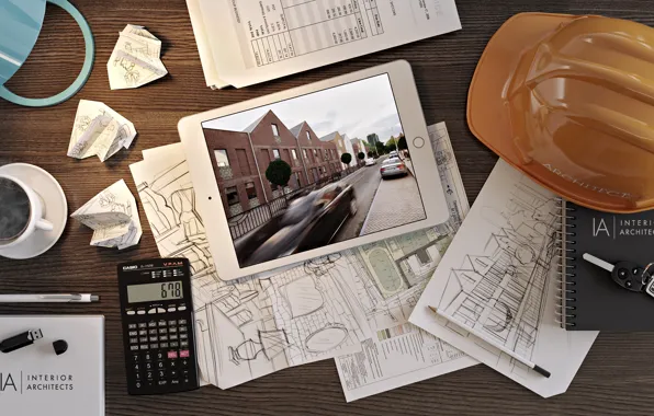 Drawing, helmet, engineer, architect