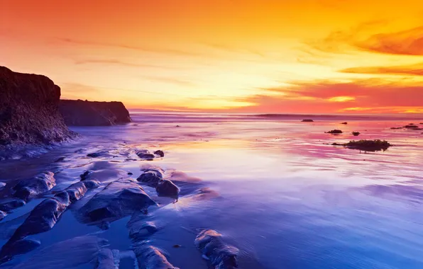 Sea, the sky, sunset