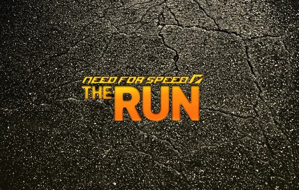 Asphalt, cracked, background, the inscription, need for speed the run