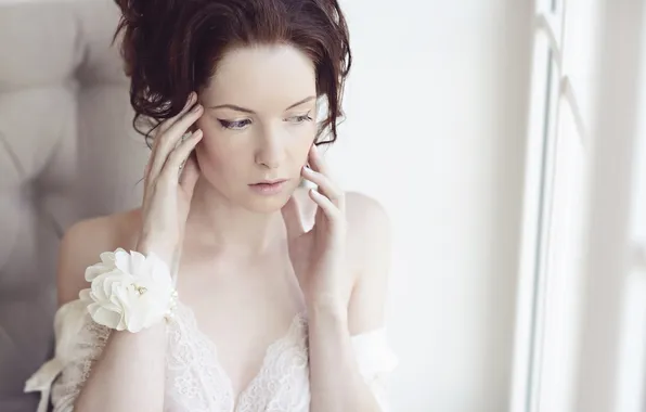 Flower, girl, touch, beautiful, face, phographer, Olya, Galina Tcivina