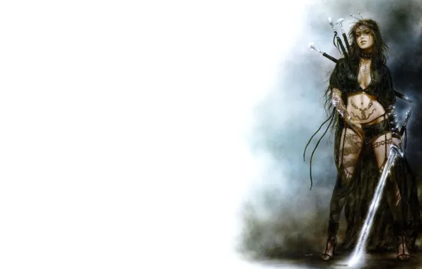Girl, sword, warrior, Luis Royo