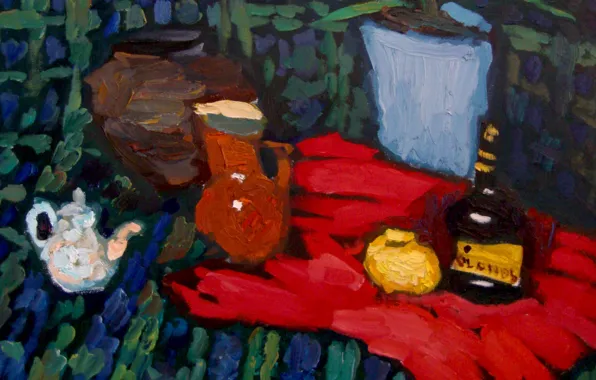 Picture lemon, kettle, pitcher, still life, 2010, cognac, al, The petyaev